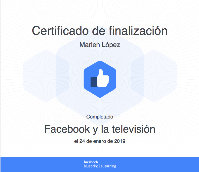 Certificado de Televisión y Facebook